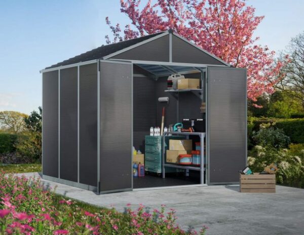 Palram 8x8 Canopia Rubicon Double Door Plastic Shed - Dark Grey - Image 18