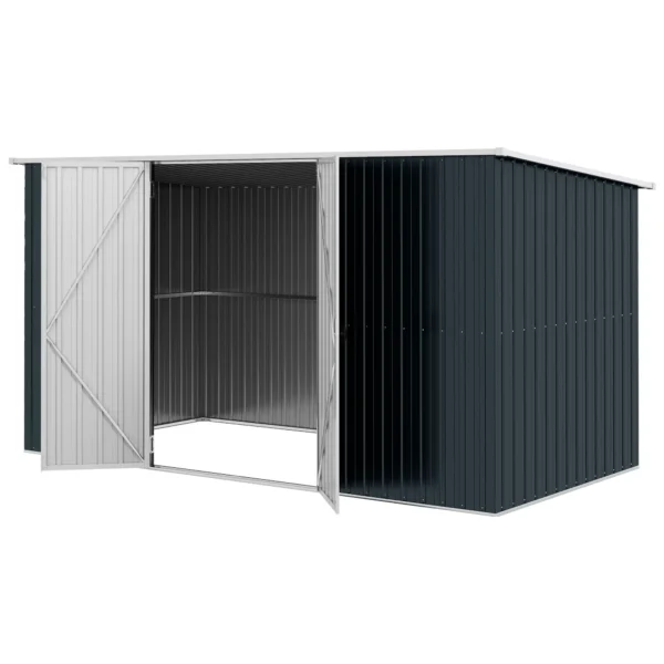 Outsunny 11'x5.5' Double Hinged Metal Pent Shed Shed- Cold Grey - Image 10