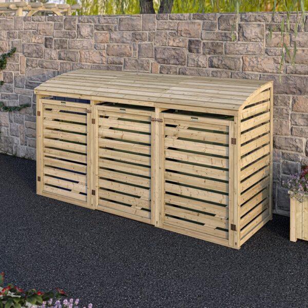 Rowlinson Timber Double Bin Store with Side Box Store - Image 3