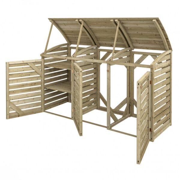 Rowlinson Timber Double Bin Store with Side Box Store - Image 7