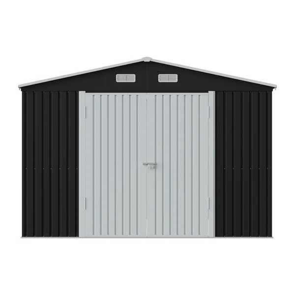 Living and Home 10x12 Double Hinged Metal Shed - Charcoal Black - Image 2