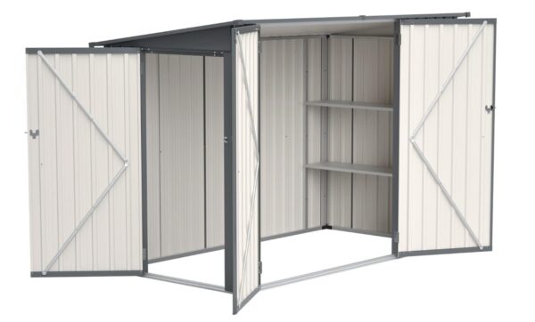 Pro-Tect 4'x8' Lean To Metal Shed with Shelving - Grey - Image 11