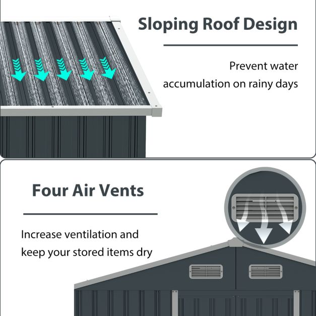 Pro-Tect 7.5x5.5 Apex Metal Shed with Foundation Grid - Grey - Image 8
