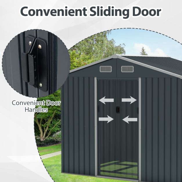 Pro-Tect 7.5x5.5 Apex Metal Shed with Foundation Grid - Grey - Image 9