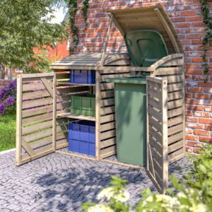 Rowlinson Timber Single Bin Store with Side Box Store