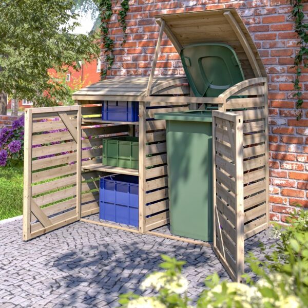 Rowlinson Timber Single Bin Store with Side Box Store