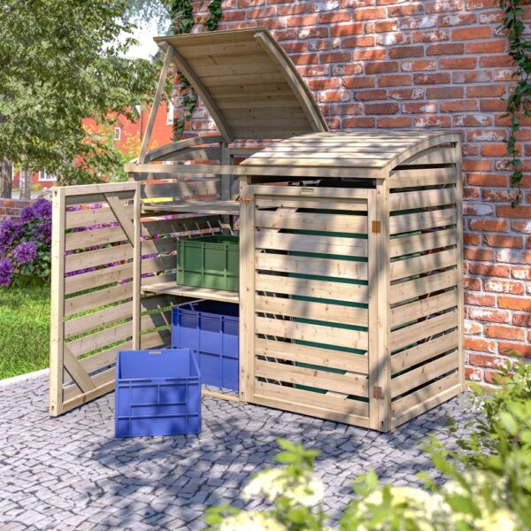 Rowlinson Timber Single Bin Store with Side Box Store - Image 3