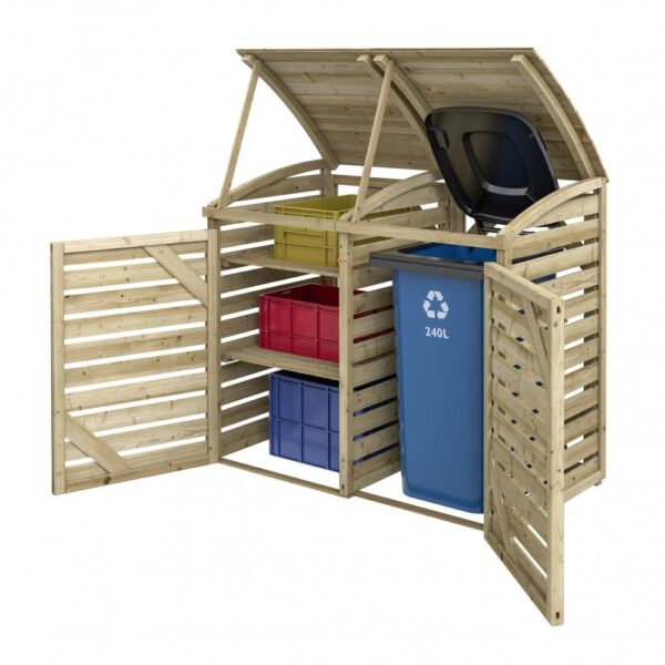Rowlinson Timber Single Bin Store with Side Box Store - Image 6