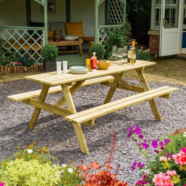 Rowlinson Traditional Timber Picnic Table 1.8m - Image 2