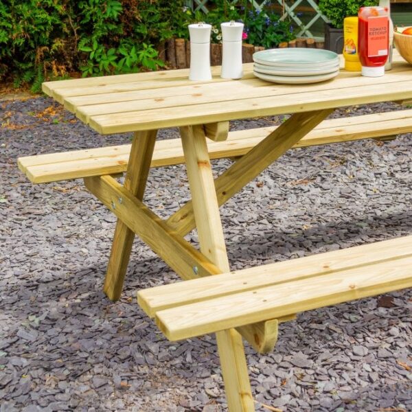 Rowlinson Traditional Timber Picnic Table 1.8m - Image 3