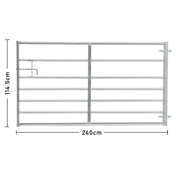 Living and Home 7 Bar Half Mesh Galvanised Metal Field Gate - 8ft Wide - Image 2