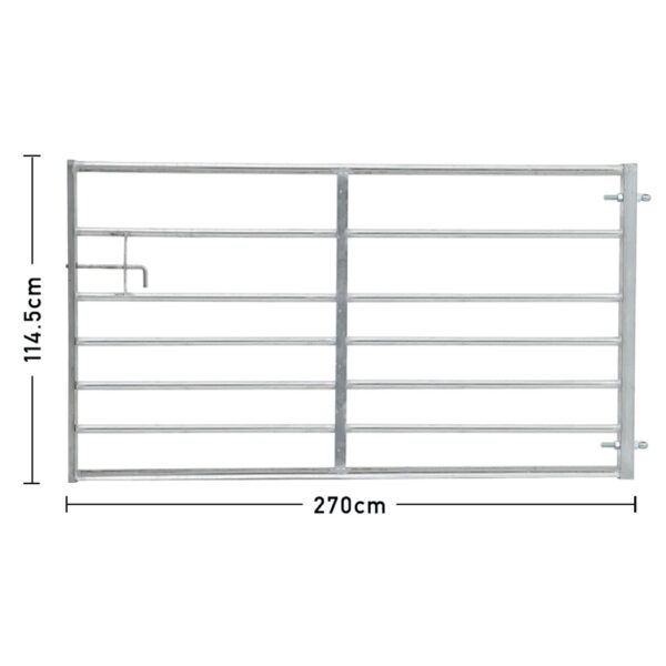 Living and Home 7 Bar Half Mesh Galvanised Metal Field Gate - 9ft Wide - Image 7