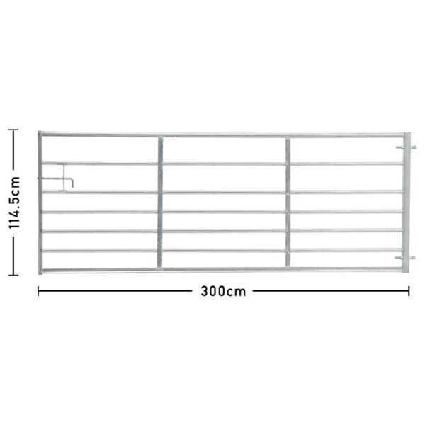 Living and Home 7 Bar Half Mesh Galvanised Metal Field Gate - 10ft Wide - Image 7