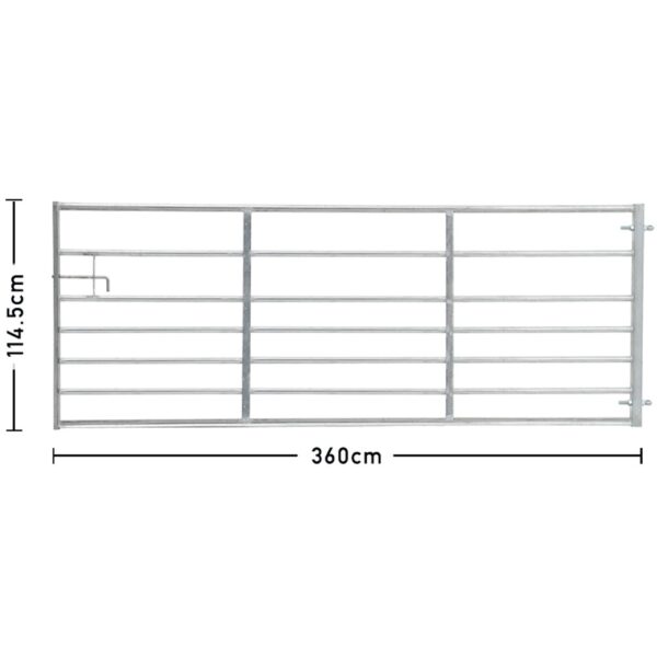 Living and Home 7 Bar Half Mesh Galvanised Metal Field Gate - 12ft Wide - Image 8