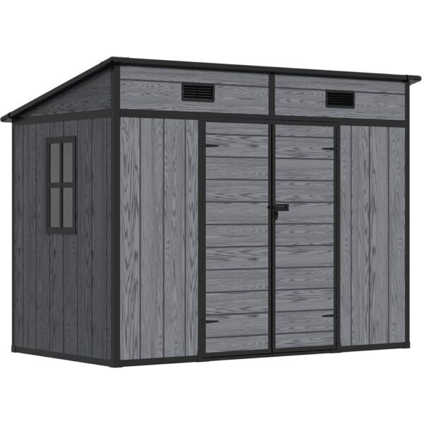 Living and Home 8x4 WoodField Plastic Pent Storage Shed - Grey - Image 2