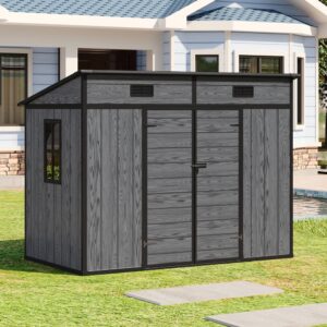 Living and Home 8x4 WoodField Plastic Pent Storage Shed - Grey