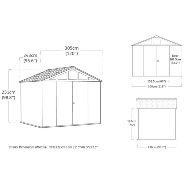 Keter 10'x8' Stronghold Rosewood Heavy Duty Plastic Shed - Image 2