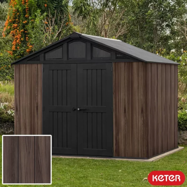 Keter 10'x8' Stronghold Rosewood Heavy Duty Plastic Shed - Image 5