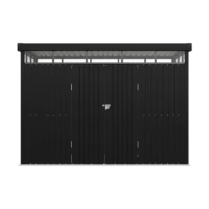 Living and Home 10x8 Flat Roof Tool Shed with Skylight- Charcoal Black