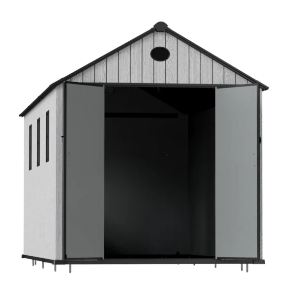 Living and Home 8x16 WoodField Woodgrain Plastic Apex Shed - Light Grey - Image 4
