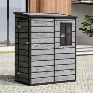 Living and Home 5x4 WoodField Plastic Lean-To Storage Shed - Grey