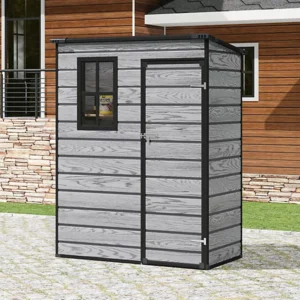 Living and Home 5x3 WoodField Plastic Pent Storage Shed - Grey