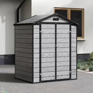 Living and Home 6x4 WoodField Plastic Apex Shed - Grey