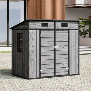 Living and Home 6x4 WoodField Plastic Pent Storage Shed - Grey