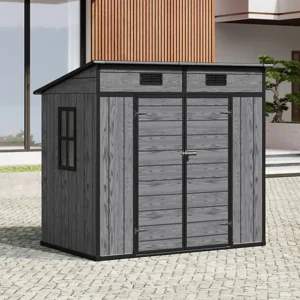 Living and Home 6x4 WoodField Plastic Pent Storage Shed - Grey
