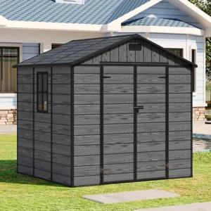Living and Home 8x6 WoodField Plastic Apex Shed - Grey