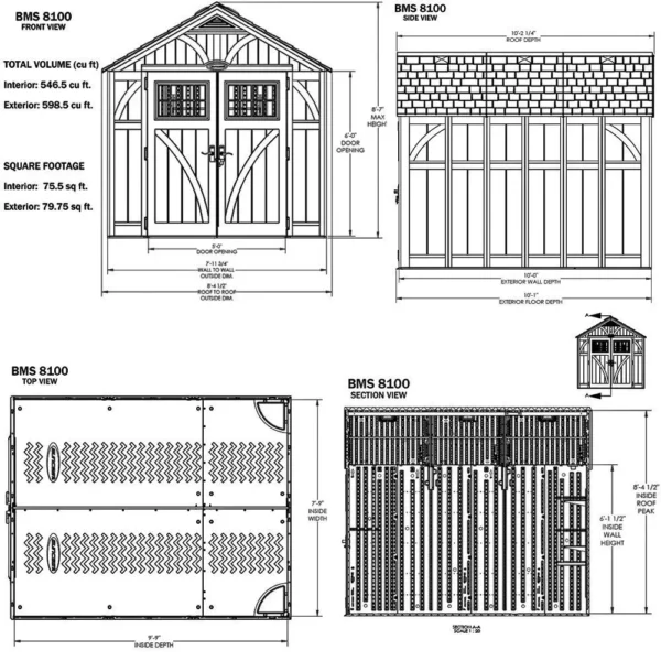 Suncast 8’x10′ Tremont Plastic Resin Storage Shed - Image 2