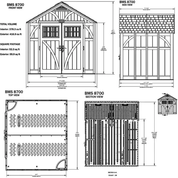 Suncast 8’x7′ Tremont Plastic Resin Storage Shed - Image 10