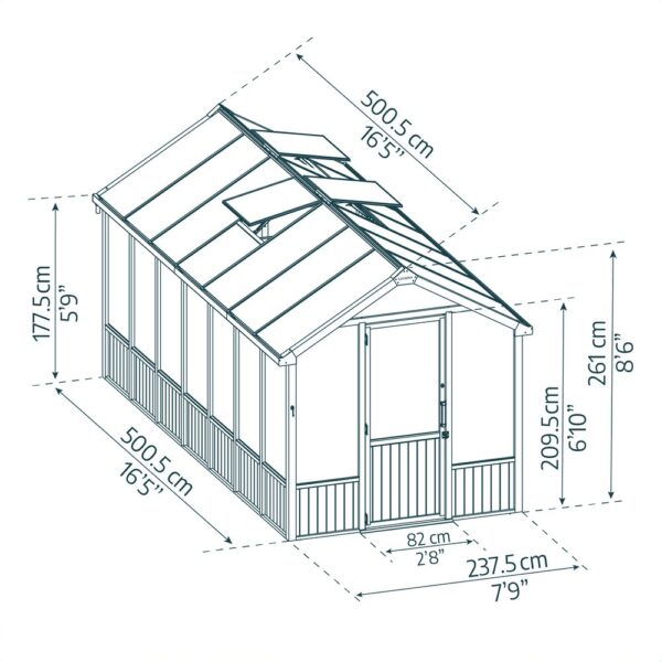 Palram 8x17 Canopia Natura Cedar Wooden Greenhouse - Image 15