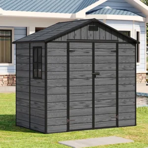 Living and Home 8x4 WoodField Plastic Apex Shed - Grey