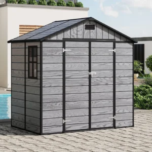Living and Home 8x4 WoodField Plastic Apex Shed - Grey