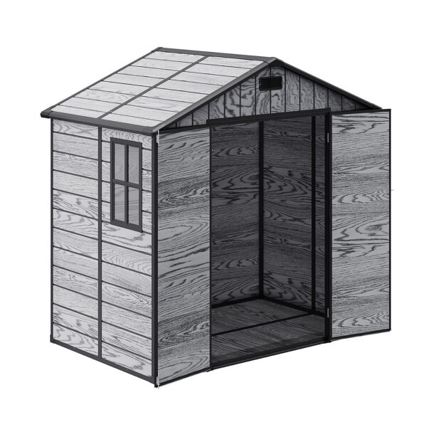 Living and Home 8x4 WoodField Plastic Apex Shed - Grey - Image 4