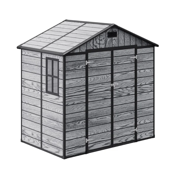 Living and Home 8x4 WoodField Plastic Apex Shed - Grey - Image 5