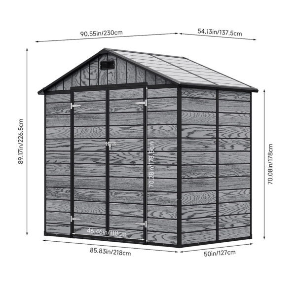 Living and Home 8x4 WoodField Plastic Apex Shed - Grey - Image 9