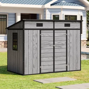 Living and Home 8x4 WoodField Plastic Pent Storage Shed - Grey