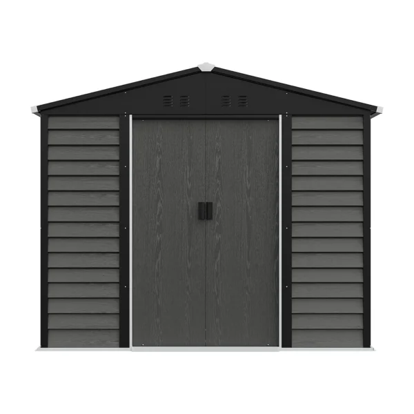 Living and Home 8'x6.5'  WoodField Metal Apex Shed with Foundaton Grid - Grey - Image 4