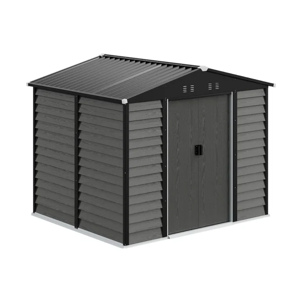 Living and Home 8'x6.5'  WoodField Metal Apex Shed with Foundaton Grid - Grey - Image 5