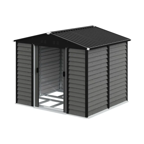 Living and Home 8'x6.5'  WoodField Metal Apex Shed with Foundaton Grid - Grey - Image 6