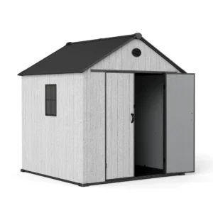 Living and Home 8x8 WoodField Woodgrain Plastic Apex Shed - Light Grey