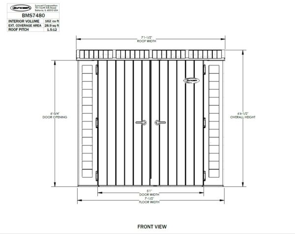 Suncast 7'x4' Columbia Plastic Resin Storage Shed - Image 7