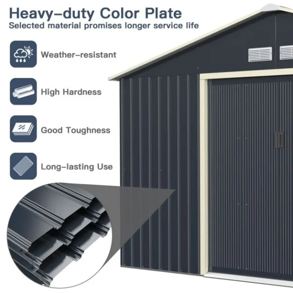 Pro-Tect 11'x8' Metal Apex Shed - Dark Grey - Image 9