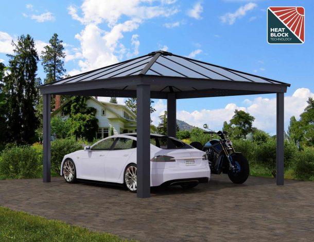 Palram - Canopia 14' x 14' Colorado Aluminium Double Carport - Grey