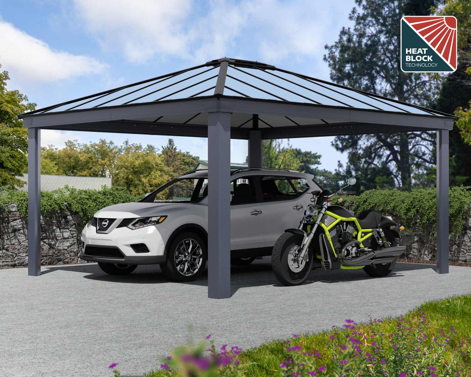 Palram - Canopia 14' x 16' Colorado Aluminium Double Carport - Grey