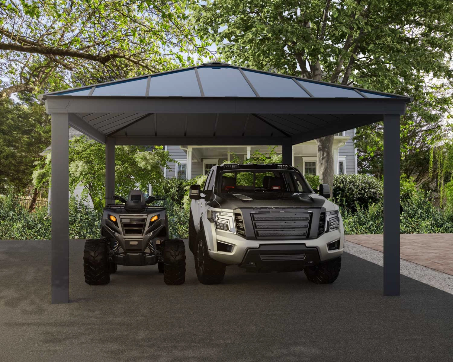 Palram - Canopia 14' x 20' Colorado Aluminium Double Carport - Grey