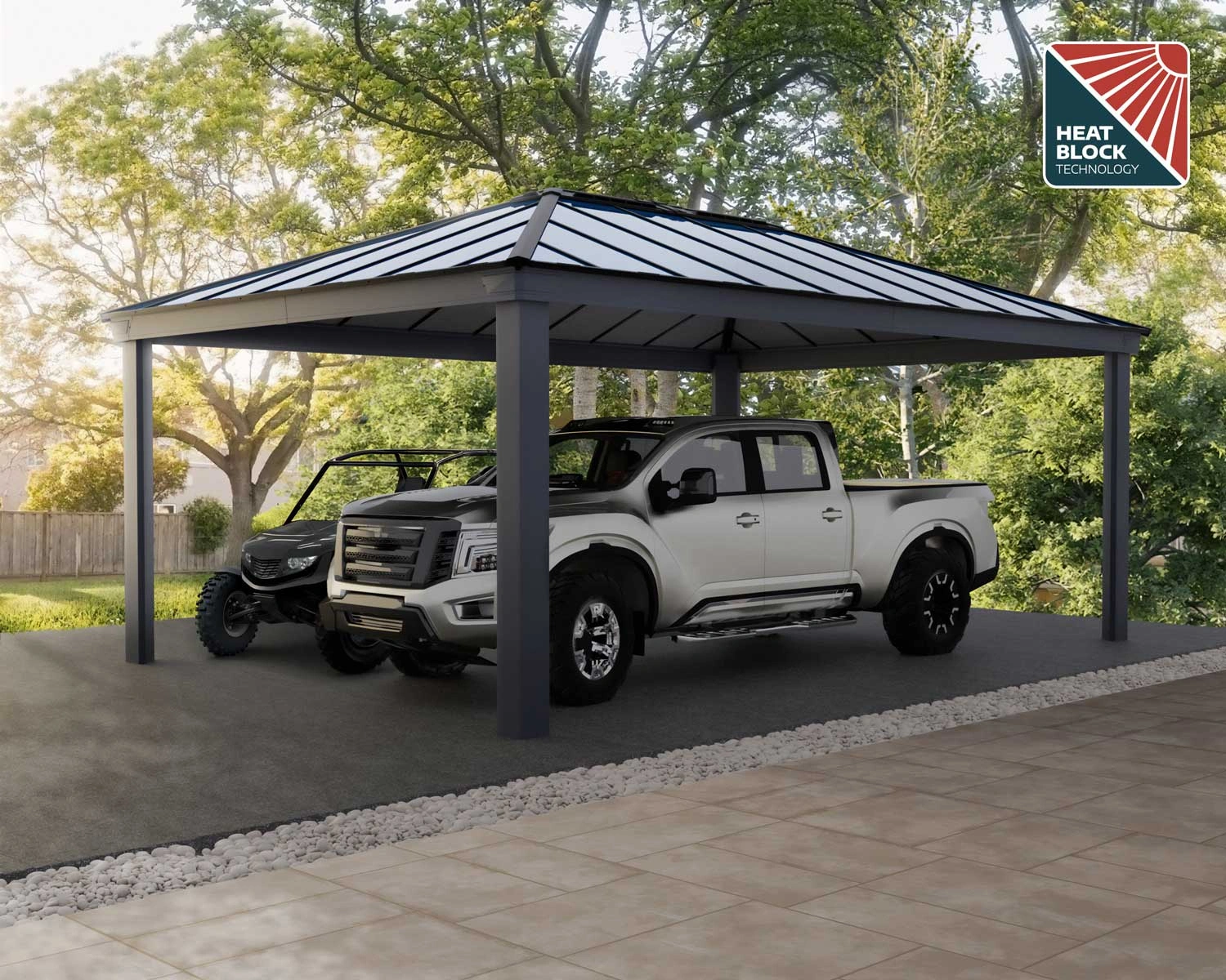 Palram - Canopia 14' x 20' Colorado Aluminium Double Carport - Grey - Image 13