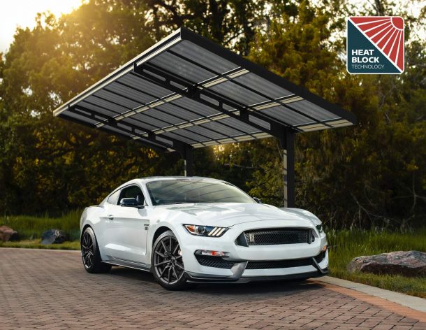 Palram Canopia 10' x 20' Cantilever Aluminium  Carport - Black - Image 6